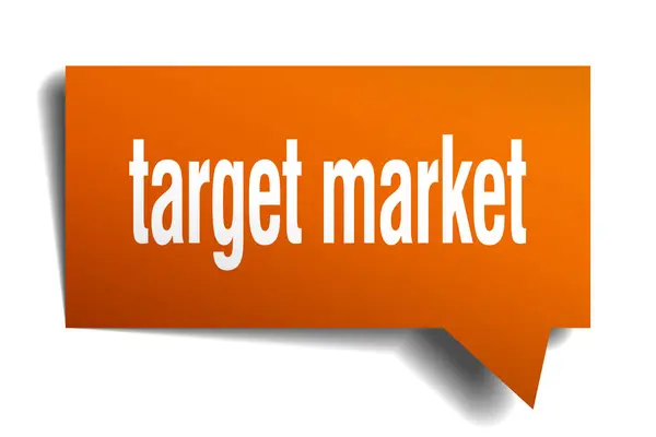 Target market orange 3d speech bubble — Stock Vector