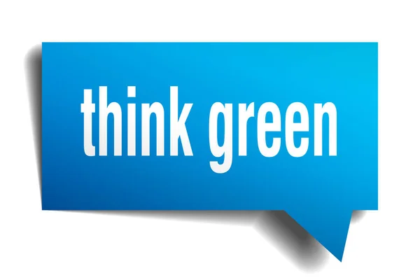 Pensar verde azul 3d burbuja de habla — Vector de stock