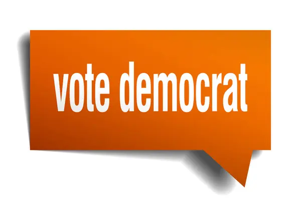 Vote democrat orange 3d speech bubble — Stock Vector