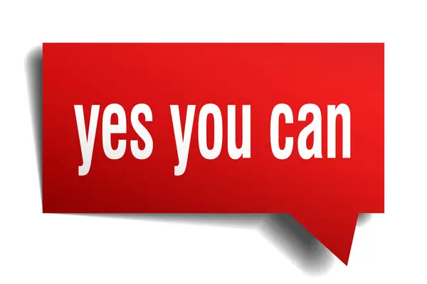 Yes you can red 3d speech bubble — Stockvector