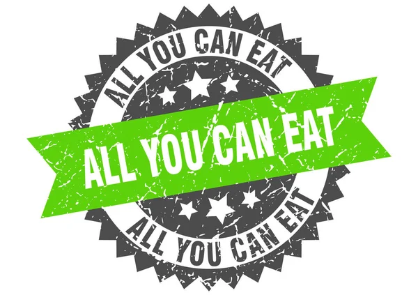All you can eat grunge stamp with green band. all you can eat — Stock Vector