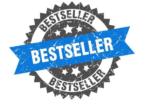 Selo grunge best-seller com faixa azul. bestseller — Vetor de Stock