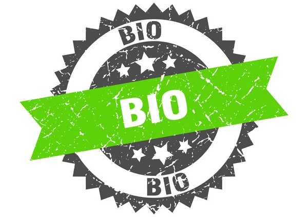Bio grunge stamp with green band. bio — ストックベクタ