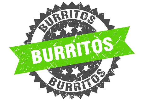Burritos grunge postimerkki vihreällä bändillä. burritot — vektorikuva