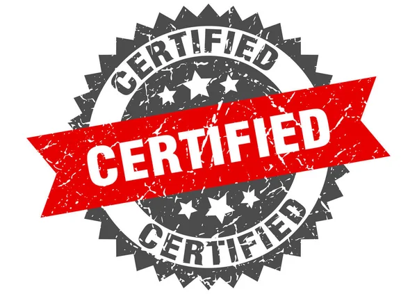 Sello grunge certificado con banda roja. certificado — Vector de stock