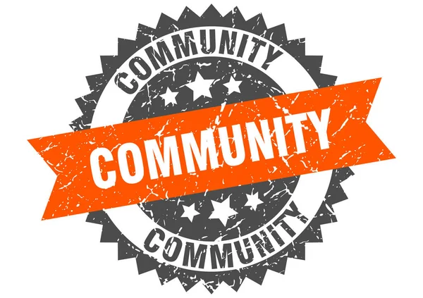 Gemeenschap grunge stempel met oranje band. gemeenschap — Stockvector