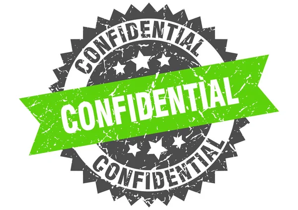 Selo grunge confidencial com faixa verde. confidencial —  Vetores de Stock