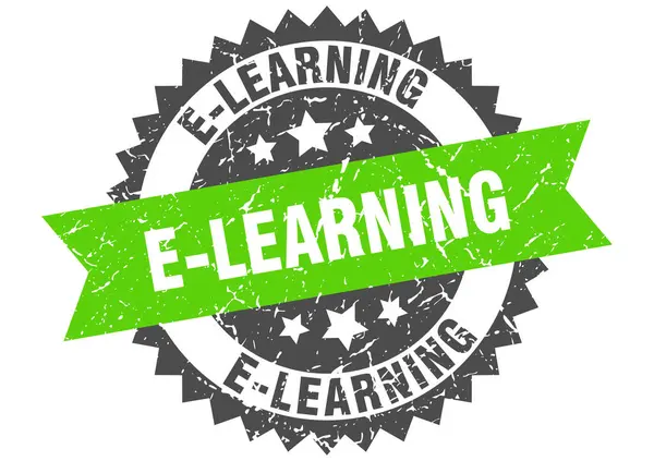 Sello grunge e-learning con banda verde. e-learning — Archivo Imágenes Vectoriales
