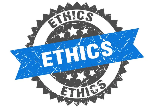 Ethics Grunge Stempel mit blauem Band. Ethik — Stockvektor