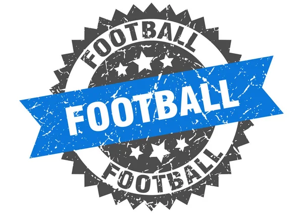 Football Grunge Briefmarke mit blauem Band. Fußball — Stockvektor