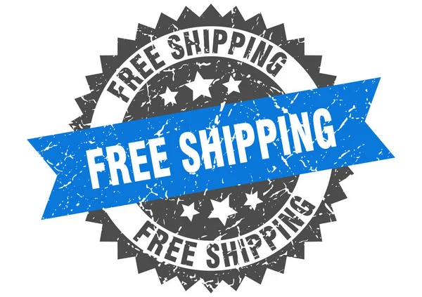 Free shipping grunge stamp with blue band. free shipping — Stok Vektör