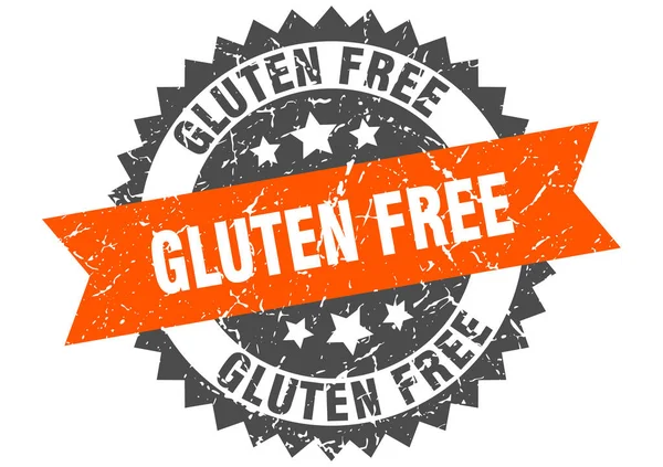 Gluten free grunge stamp with orange band. gluten free — Stock Vector