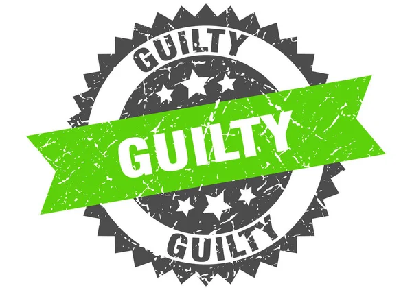 Guilty grunge stamp with green band. guilty — Stock Vector
