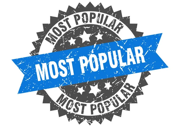 Most popular grunge stamp with blue band. most popular — Stock Vector