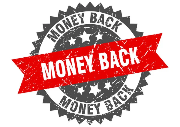 Money back grunge stamp with red band. money back — Stock Vector