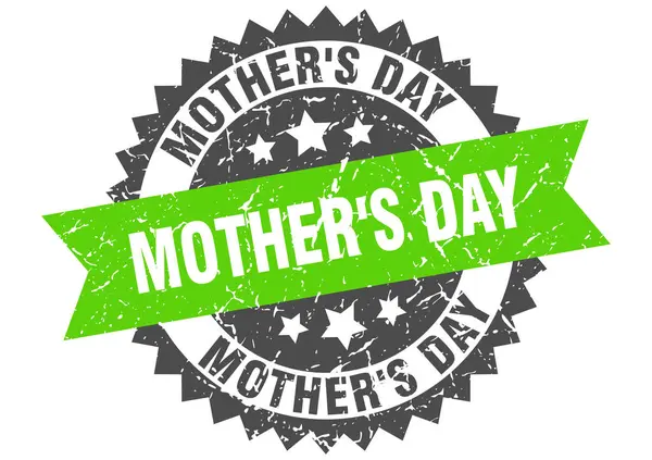 Sello grunge del día de la madre con banda verde. Día de la madre — Archivo Imágenes Vectoriales