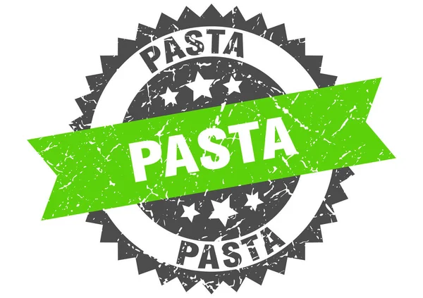 Pasta Grunge Stempel mit grünem Band. Nudeln — Stockvektor