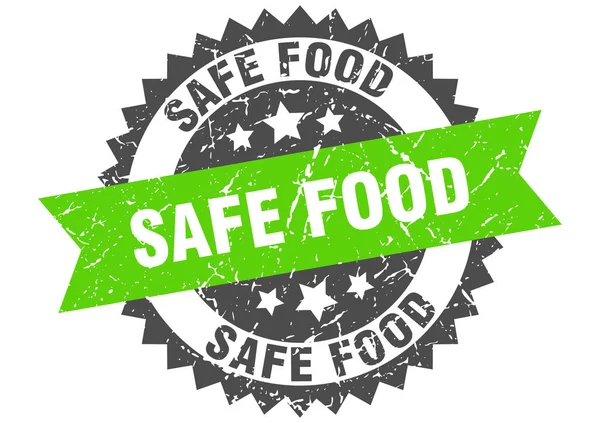Safe food grunge stamp with green band. safe food — Stock Vector