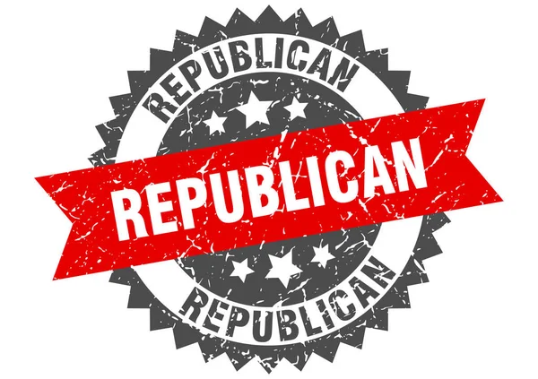 Republikański znaczek grunge z czerwonym paskiem. republikanin — Wektor stockowy