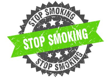 stop smoking grunge stamp with green band. stop smoking