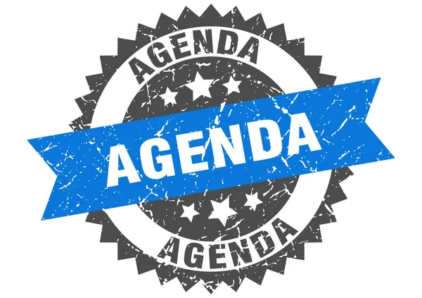 Agenda grunge stamp with blue band. agenda — Stock Vector