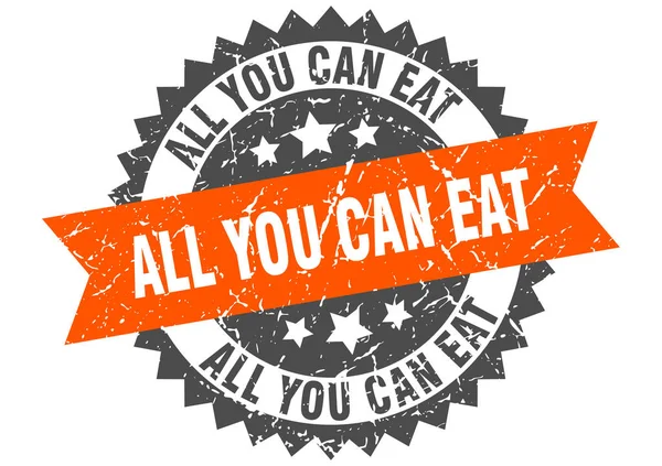 All you can eat Grunge Stempel mit orangefarbenem Band. alles, was man essen kann — Stockvektor