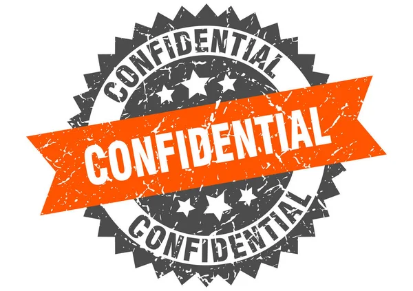 Confidential grunge stamp with orange band. confidential — Stock Vector