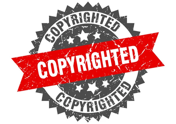 Urheberrechtlich geschützte Grunge-Marke mit rotem Band. urheberrechtlich geschützt — Stockvektor