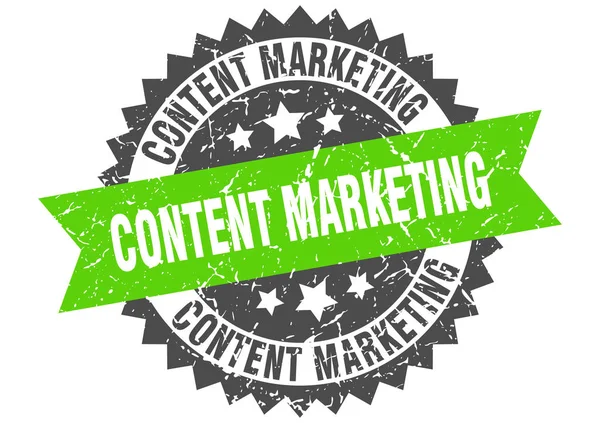 Content Marketing Grunge Stempel mit grünem Band. Content Marketing — Stockvektor