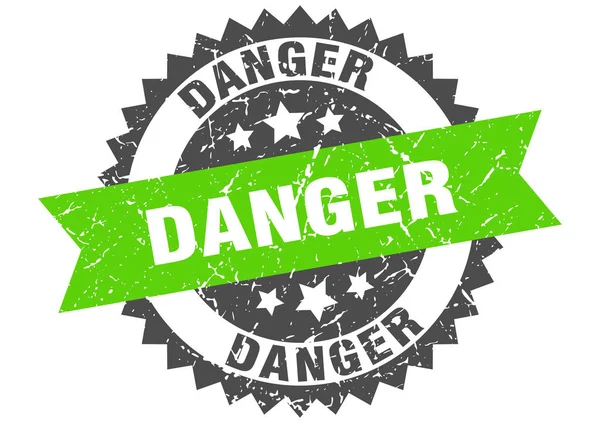 Danger grunge stamp with green band. danger — Διανυσματικό Αρχείο