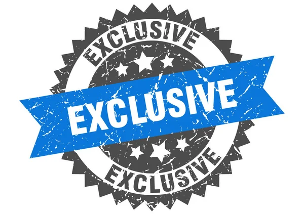 Exklusive Grunge-Briefmarke mit blauem Band. exklusiv — Stockvektor