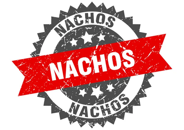 Nachos grunge stamp with red band. nachos — Stok Vektör