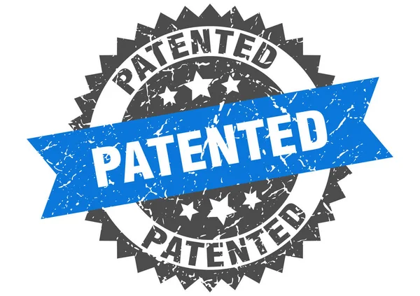 Patentierte Grunge-Marke mit blauem Band. patentiert — Stockvektor