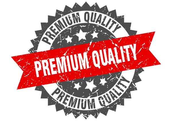 Premium quality grunge stamp with red band. premium quality — Stock vektor