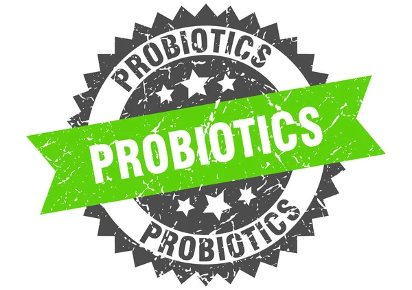 Pieczęć grunge probiotyków z zielonym paskiem. probiotyki — Wektor stockowy