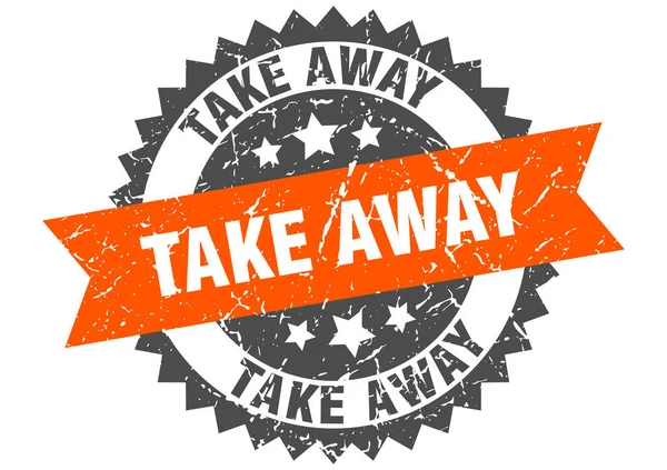 Take away grunge stamp with orange band. take away — Wektor stockowy