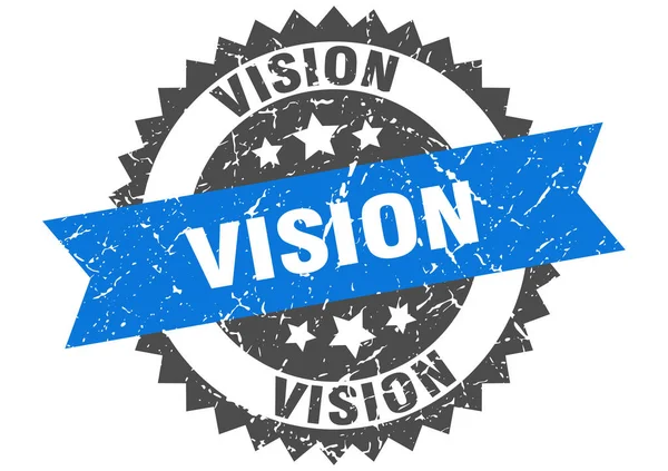 Selo grunge visão com faixa azul. visão — Vetor de Stock