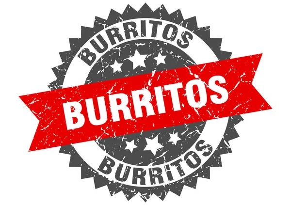 Burritos grunge razítko s červeným pruhem. burritos — Stockový vektor