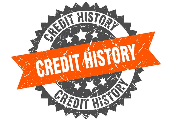 Historique de crédit timbre grunge avec bande orange. antécédents de crédit — Image vectorielle