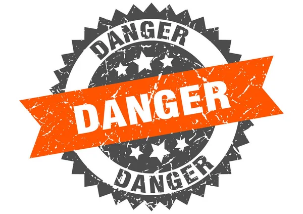 Perigo grunge selo com banda laranja. perigo —  Vetores de Stock
