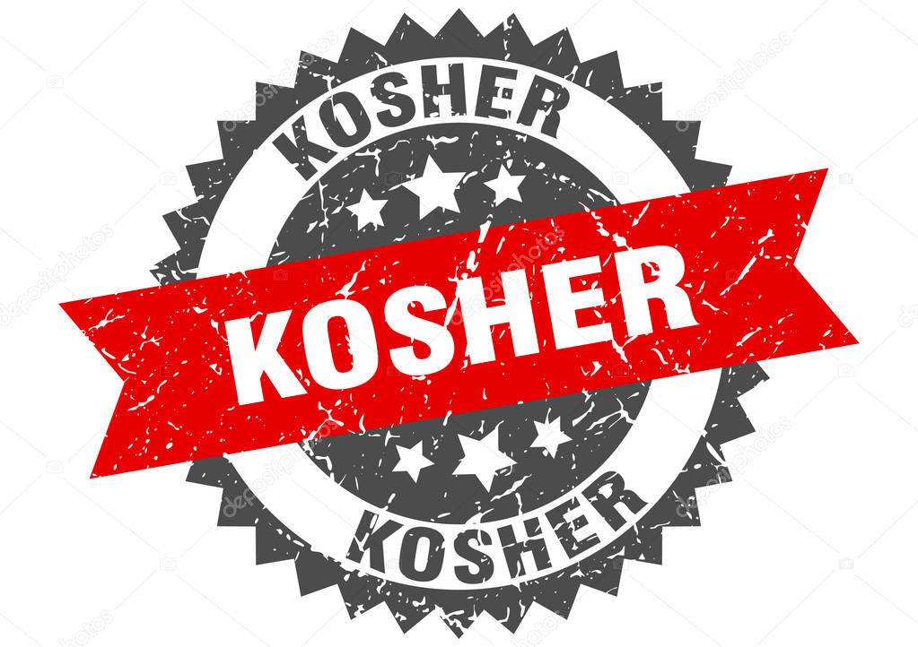 kosher grunge stamp with red band. kosher