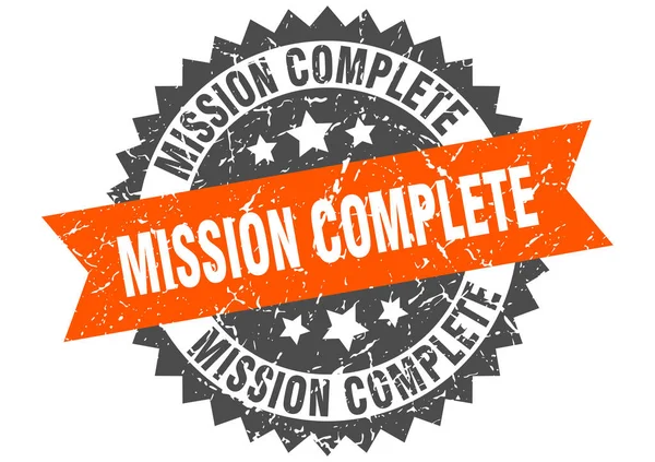 Missione completa grunge timbro con banda arancione. missione completata — Vettoriale Stock