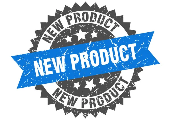 Nuovo prodotto grunge timbro con fascia blu. nuovo prodotto — Vettoriale Stock