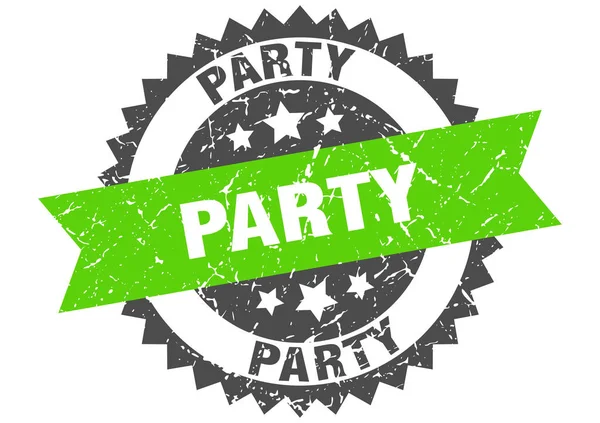 Party grunge razítko se zeleným páskem. party — Stockový vektor