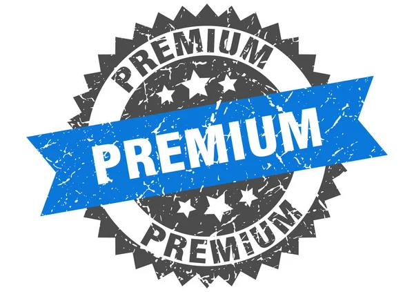 Premium Grunge Briefmarke mit blauem Band. Prämie — Stockvektor