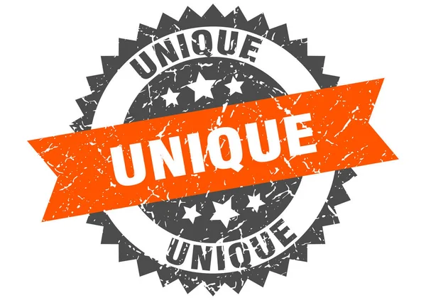Unique grunge stamp with orange band. unique — Stock Vector