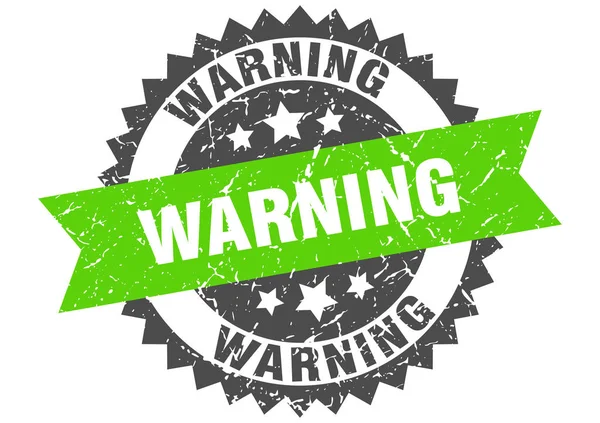 Warnstempel mit grünem Band. Warnung — Stockvektor