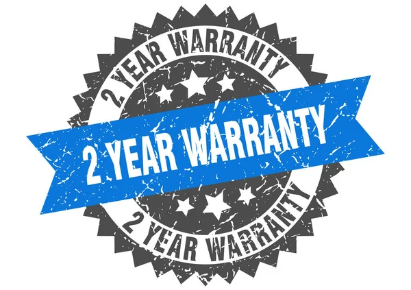 2 year warranty grunge stamp with blue band. 2 year warranty — ストックベクタ