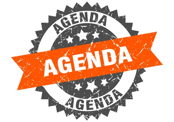 Agenda grunge stamp with orange band. agenda — Stock Vector