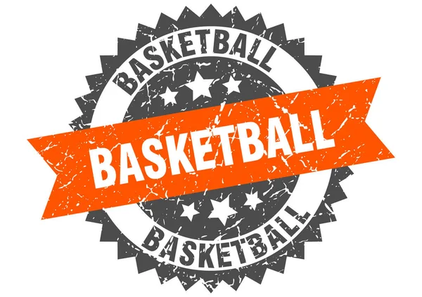 Basketbal grunge stempel met oranje band. basketbal — Stockvector